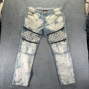 Vintage Americana Jeans Mens 42x34 Blue Cotton Denim Straight Leg Biker Studded